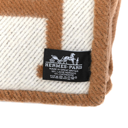 Hermes Wool Cashmere Avalon Blanket Ecru Camel 3 of 3