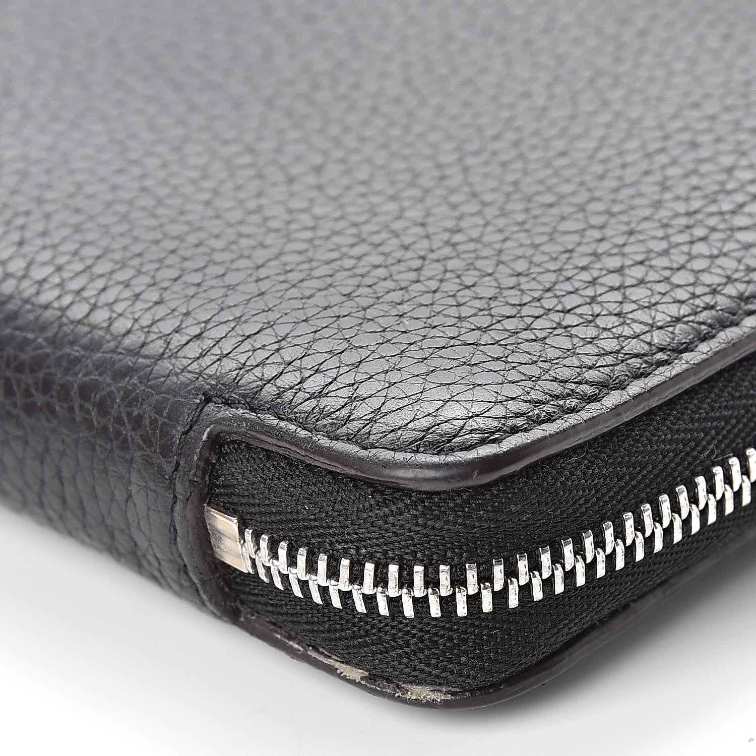 Celine Drummed Calfskin Zip Around Multifunction Wallet Black Citron 14 of 15