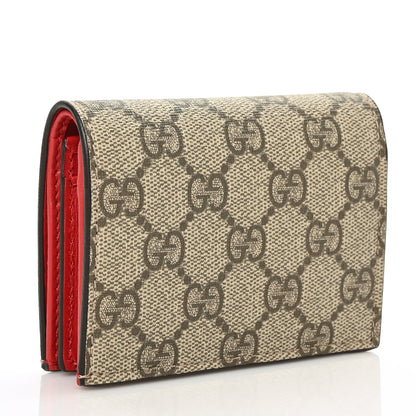 Gucci GG Supreme Monogram Bosco Patch Card Case Wallet Beige Malva Hibiscus Red 3 of 7