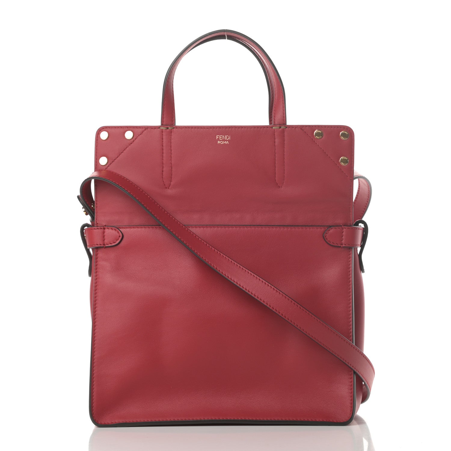 Fendi Vitello Grace Bi-Color FF 1974 Embossed Flip Tote Fragola Maya Black 3 of 12