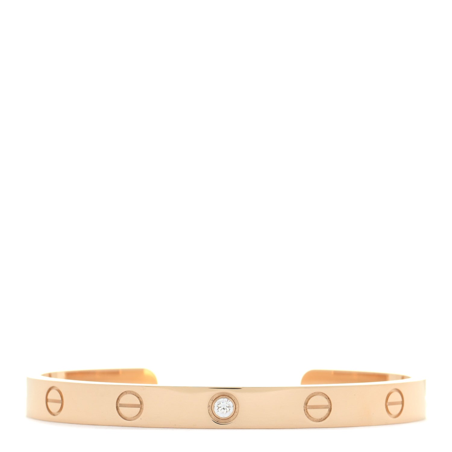 Cartier 18K Yellow Gold 1 Diamond LOVE Cuff Bracelet 17 1 of 6
