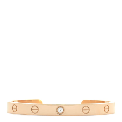 Cartier 18K Yellow Gold 1 Diamond LOVE Cuff Bracelet 17 1 of 6