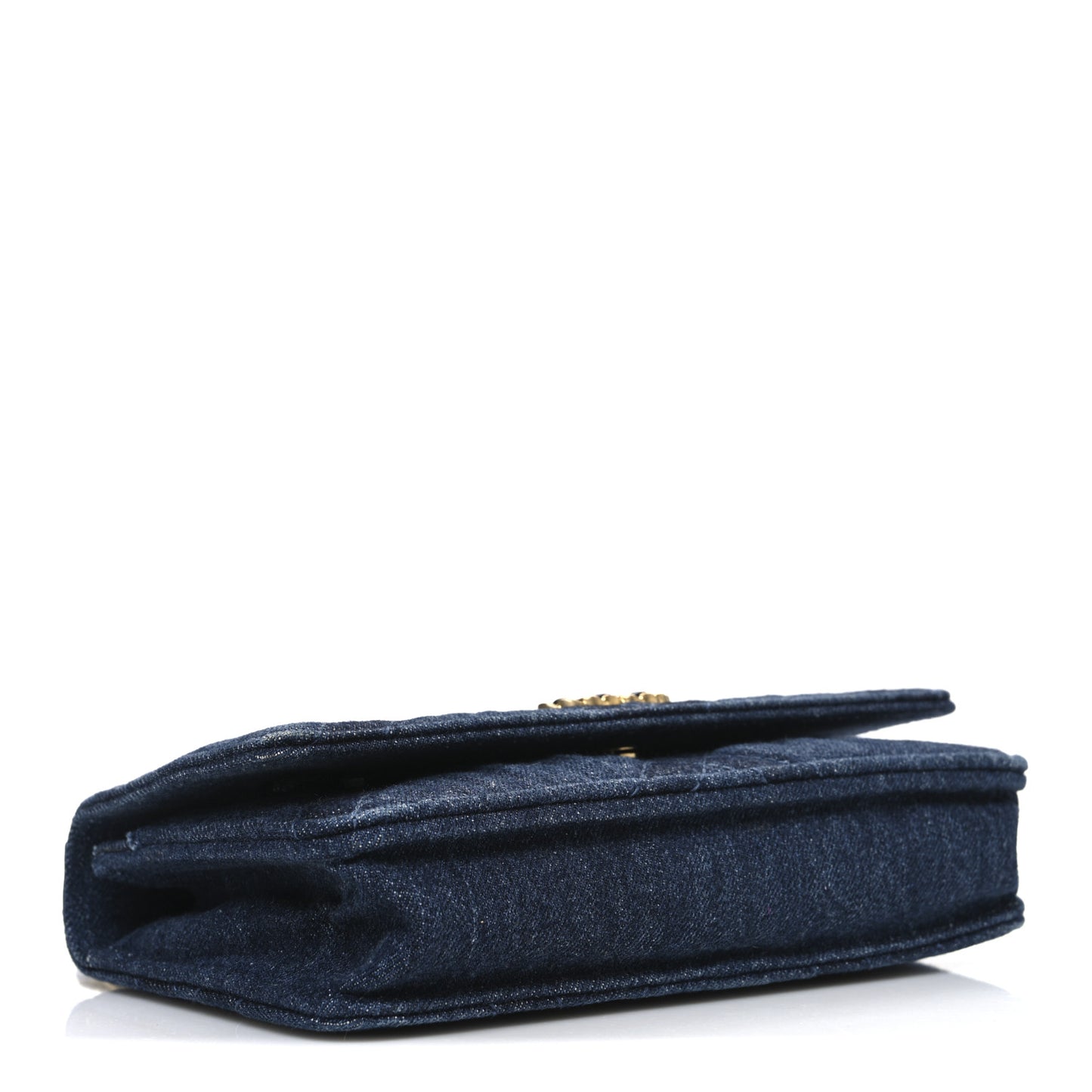 Denim Quilted Chanel 19 Wallet On Chain WOC Blue