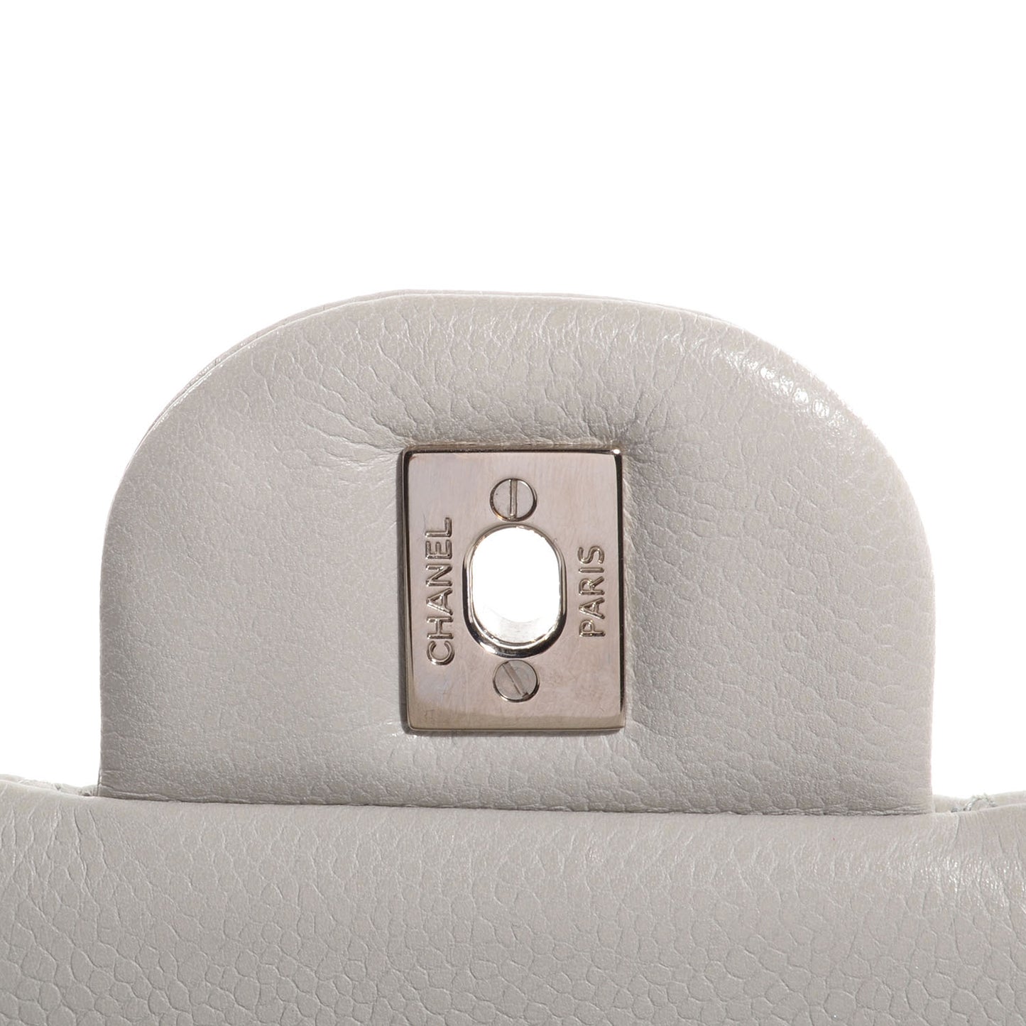 Caviar Jumbo Double Flap Light Grey