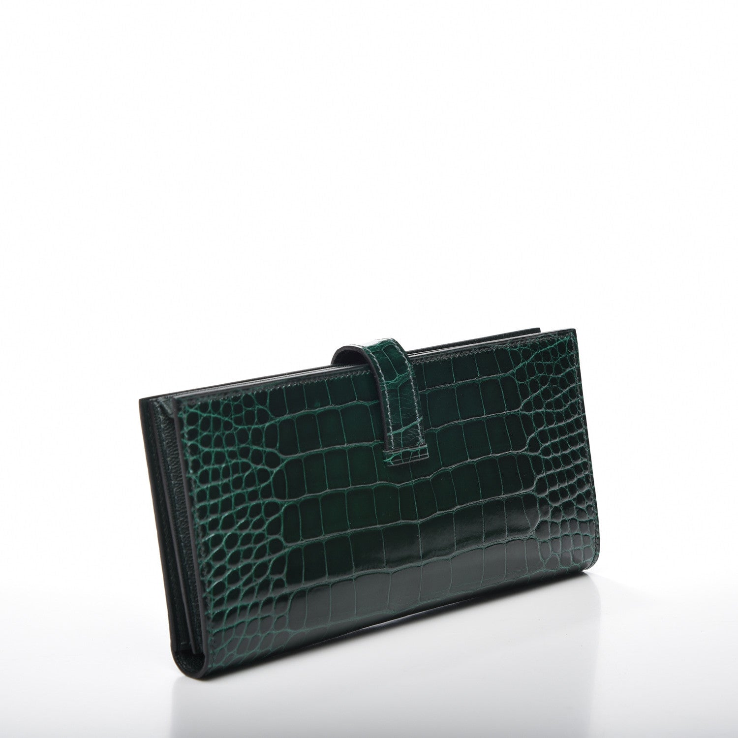 Hermes Shiny Alligator Bearn Wallet Vert Fonce 2 of 8