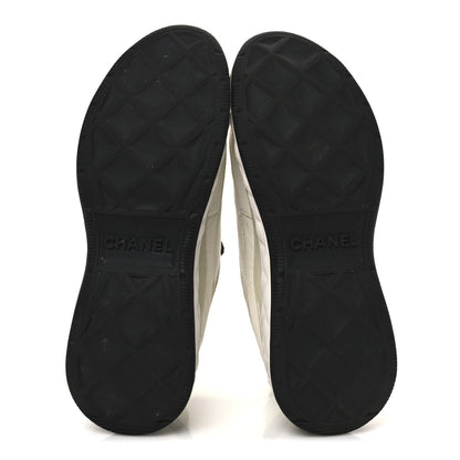 Chanel Velvet Calfskin Mixed Fibers CC Sneakers 38 Ivory Black 7 of 11