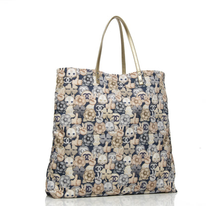 Chanel Nylon Cat Emoticon Tote Navy Gold 4 of 8