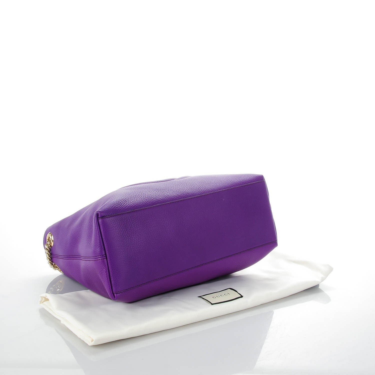 Gucci Pebbled Calfskin Medium Soho Chain Shoulder Bag Shine Purple 4 of 7