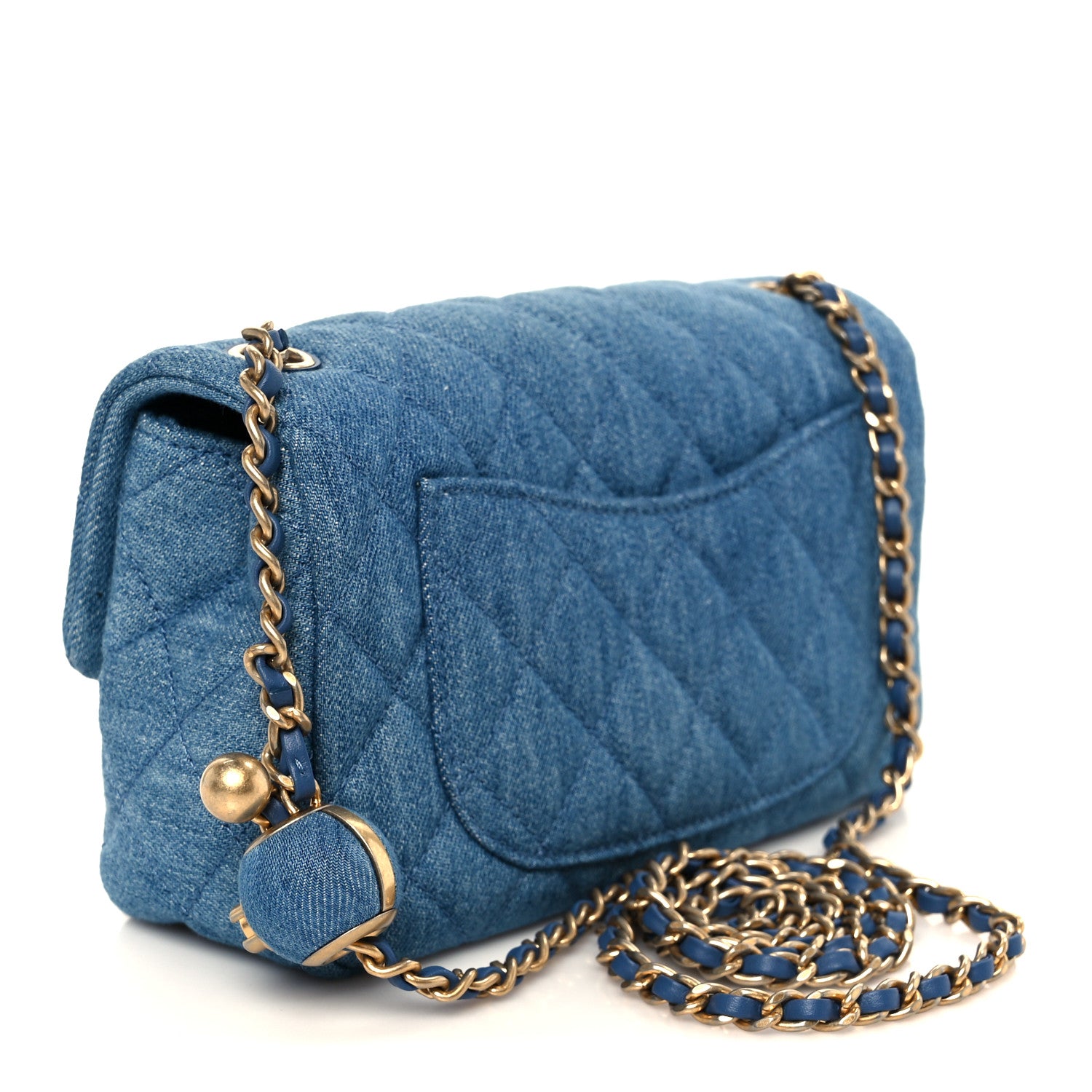 Chanel Denim Quilted Mini Pearl Crush Rectangular Flap Blue 3 of 11