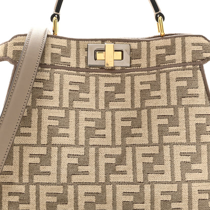 Fendi Chenille Vitello Seta FF Small Peekaboo I SEE U Satchel Tortora Nuvola 8 of 10