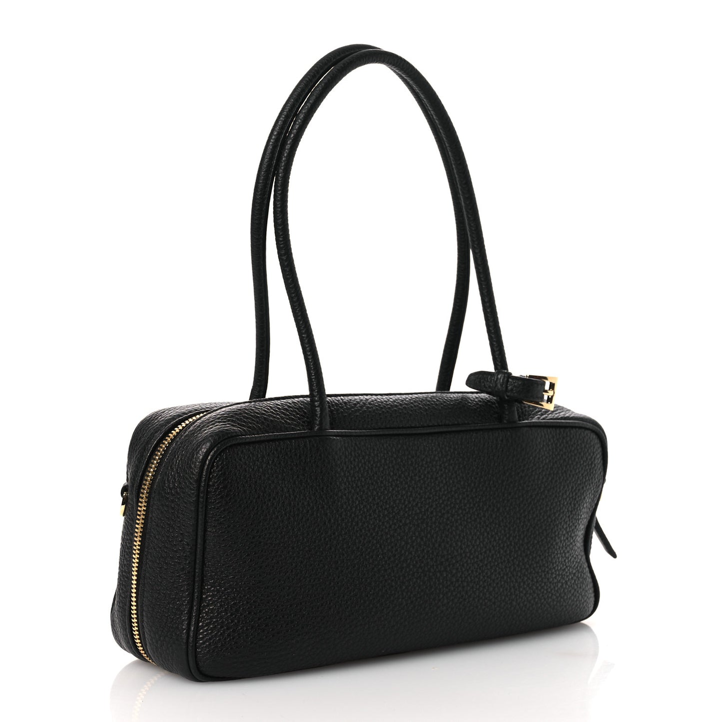Vitello Daino Medium East West Top Handle Bag Black