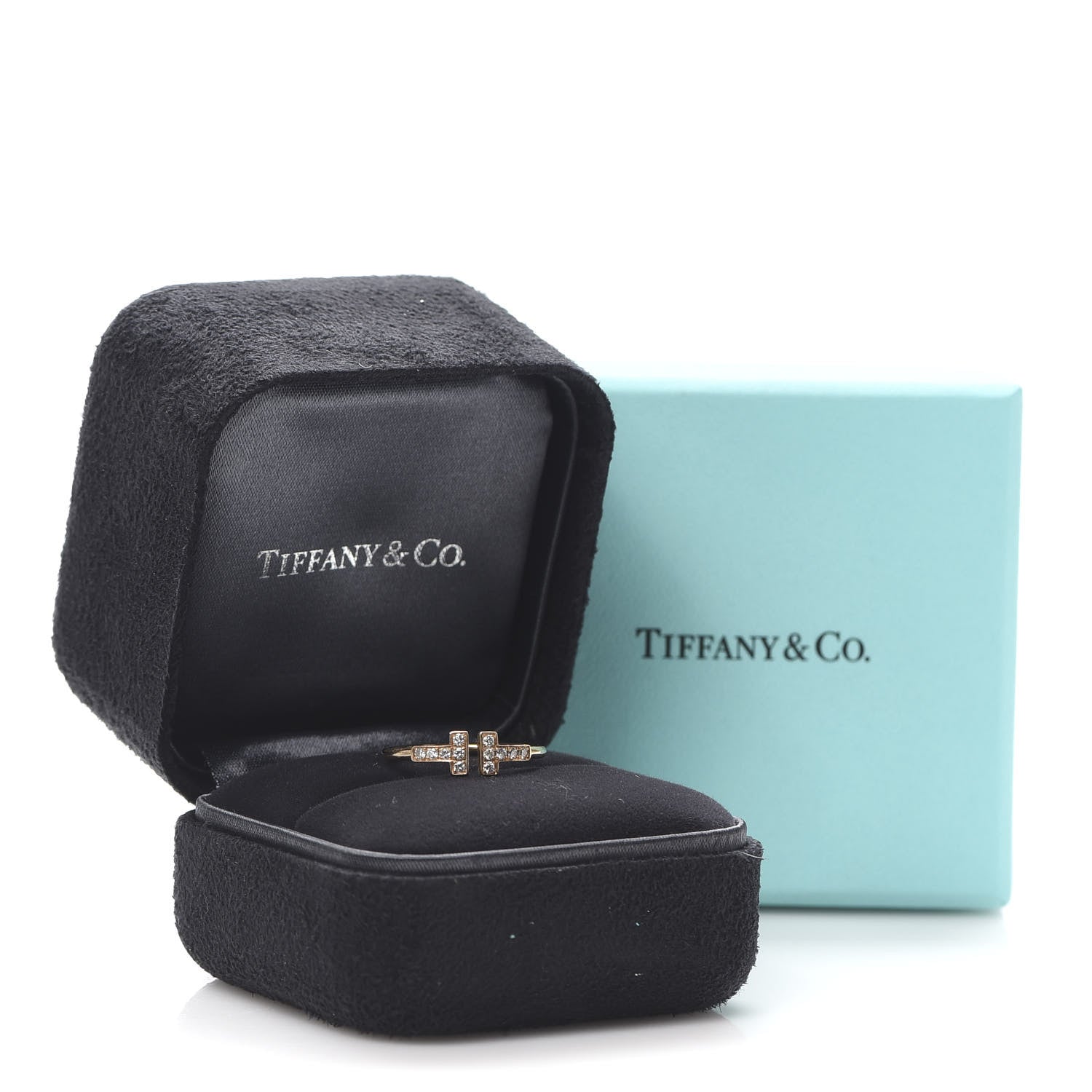 Tiffany 18K Yellow Gold Diamond T Wire Ring 54 7 5 of 5