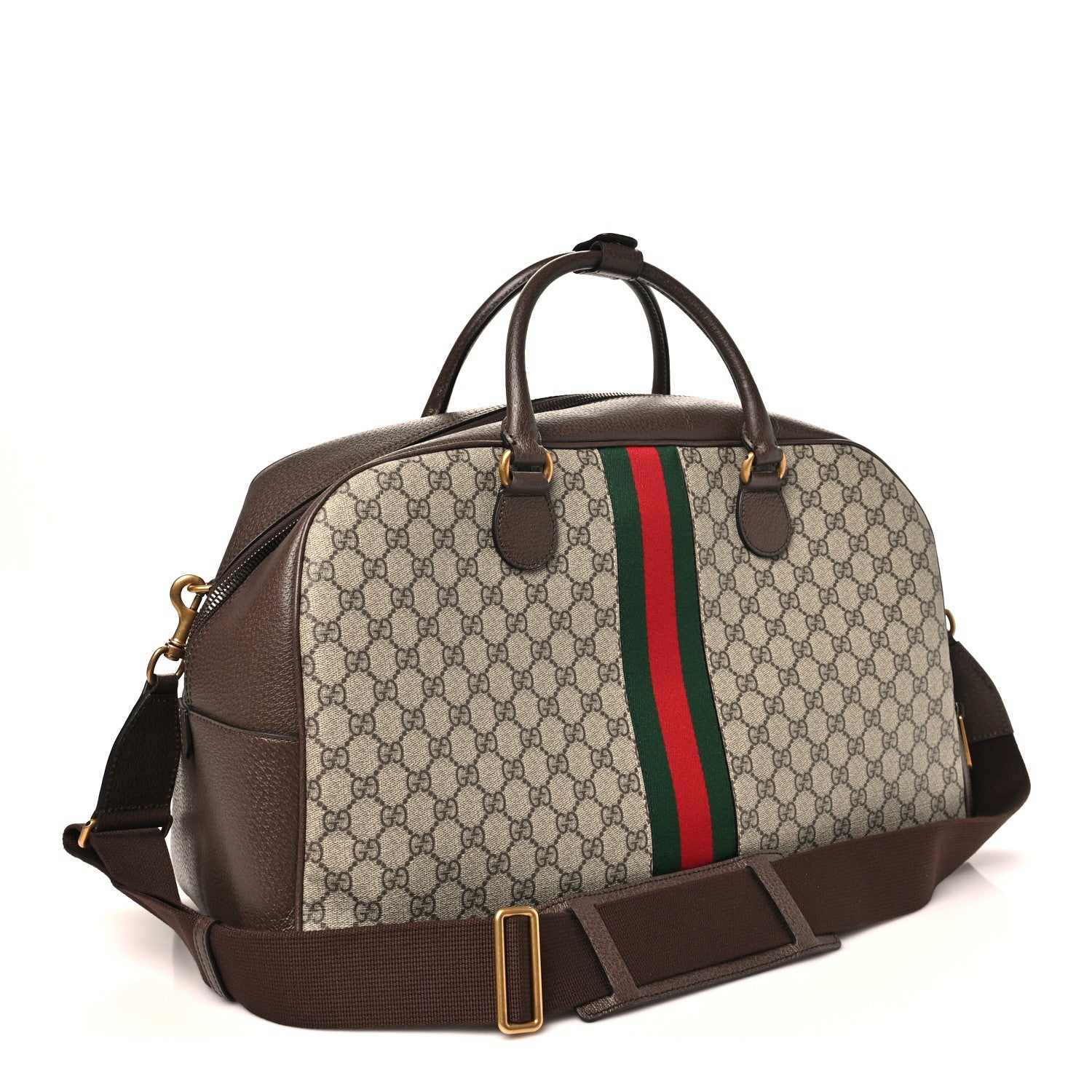 Gucci GG Supreme Monogram Textured Dollar Calfskin Web Large Savoy Bowling Bag Beige Ebony New Acero 2 of 9