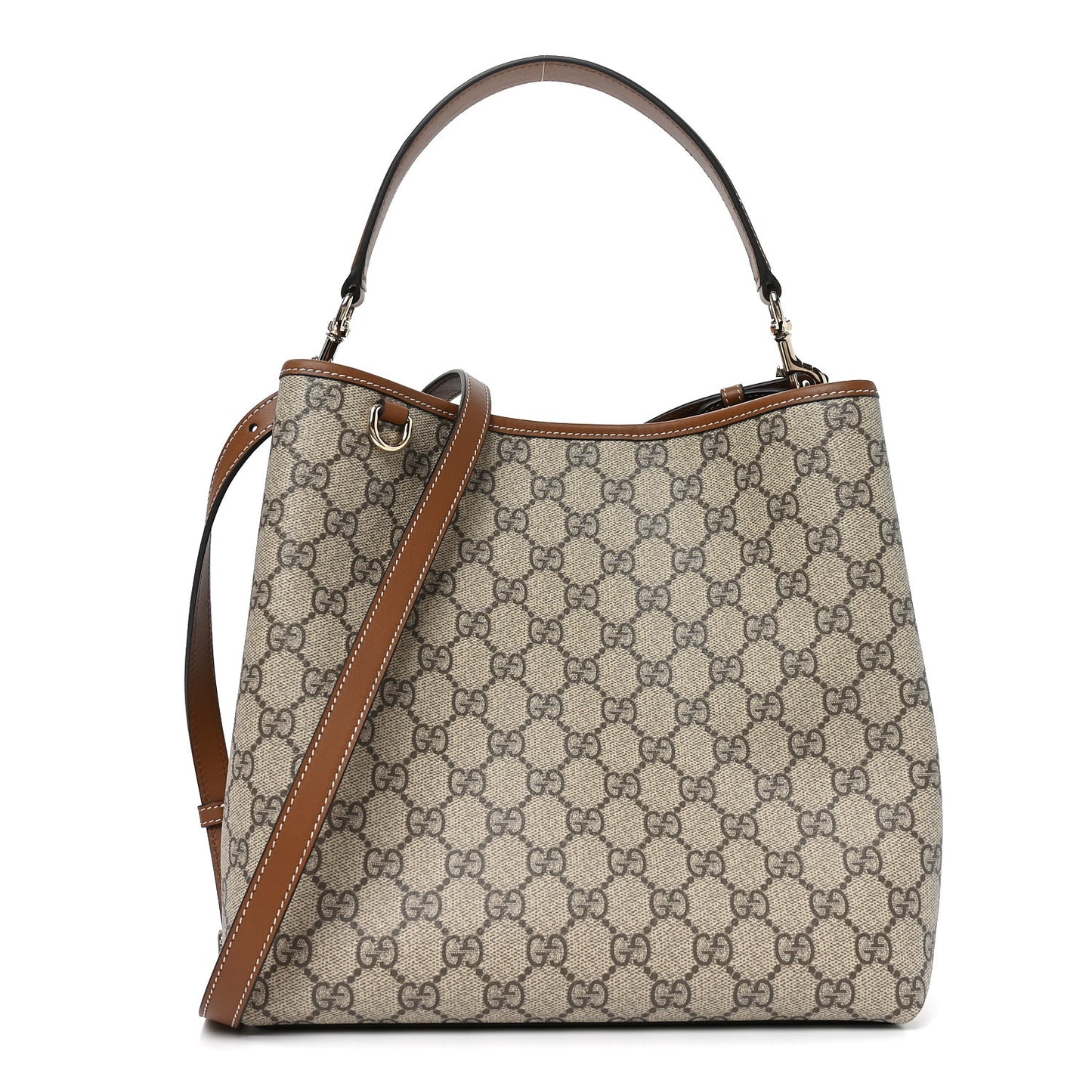 GG Supreme Monogram Medium Emblem Bucket Bag Beige Brown