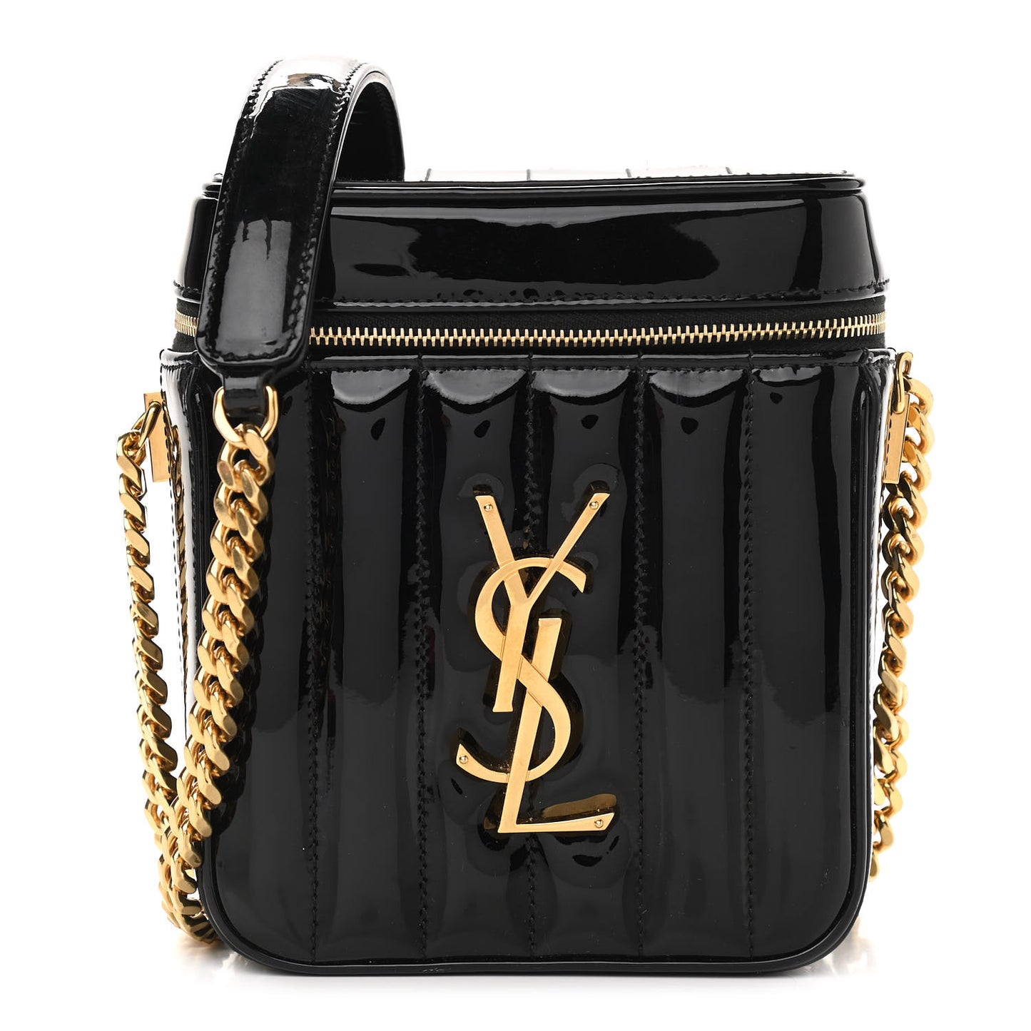 Patent Matelasse Monogram Vicky Vanity Black