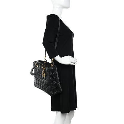 Christian Dior Lambskin Cannage Large Lady Dior Black 3 of 13