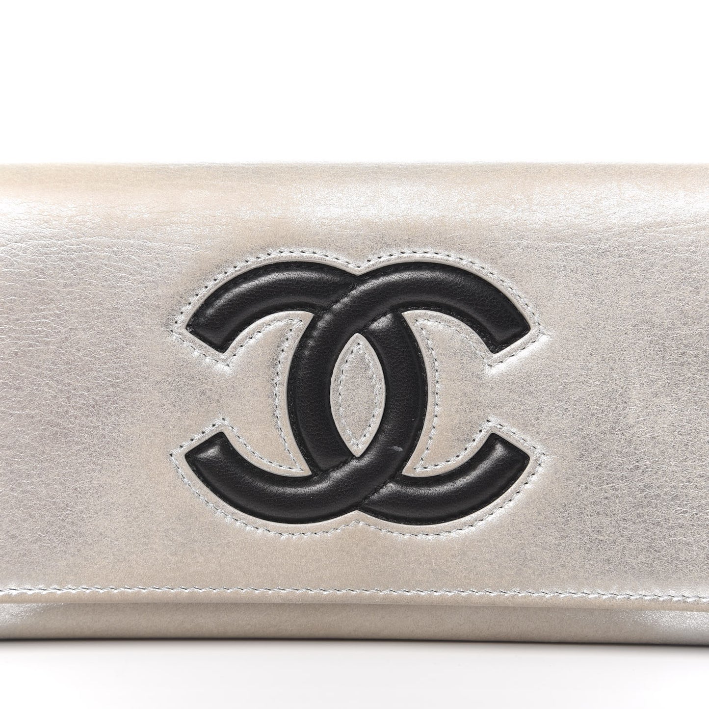 Lambskin Large CC Flap Wallet Silver