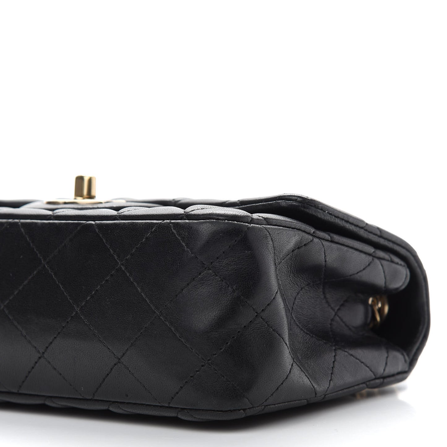 Lambskin Quilted Mini Rectangular Flap Black