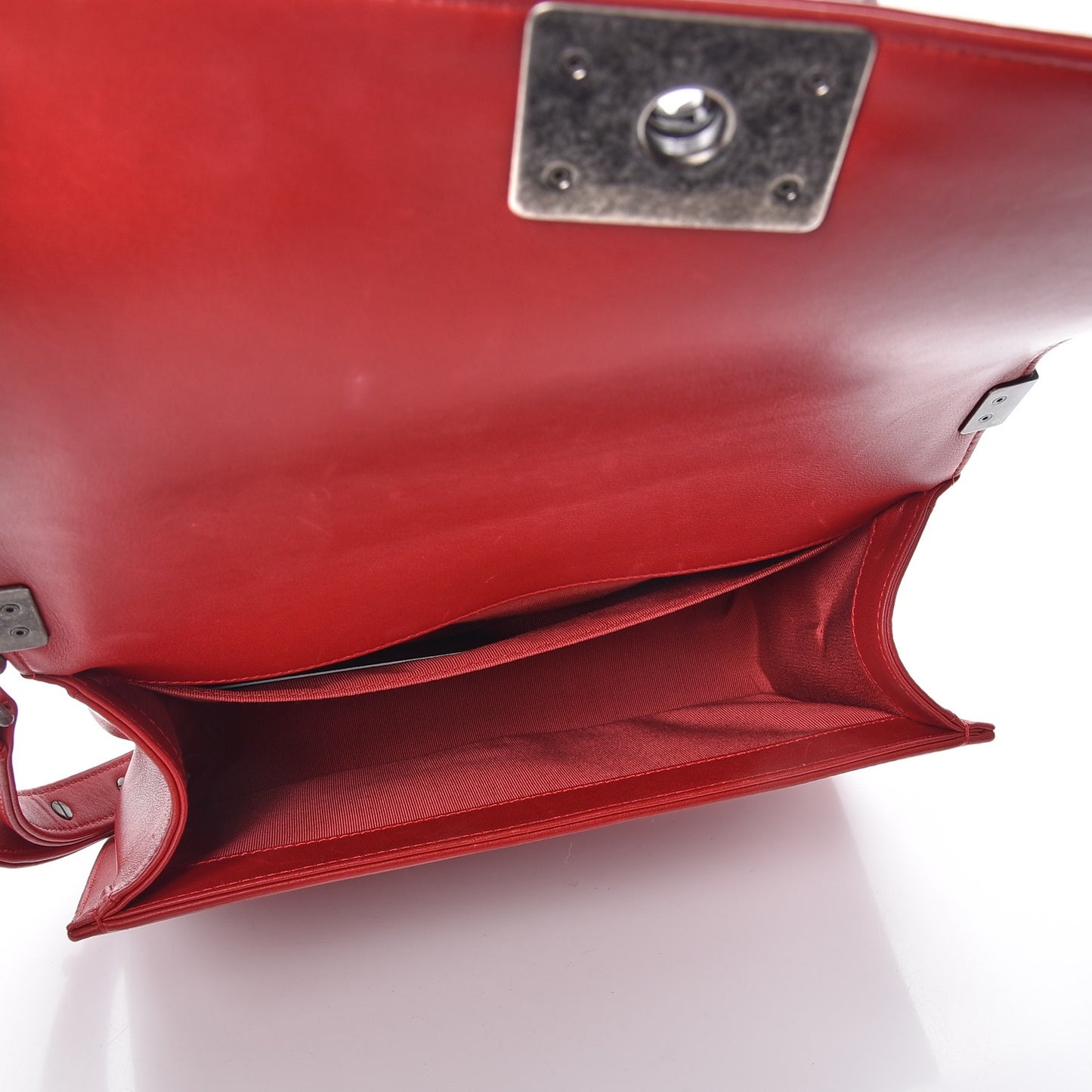 Calfskin Quilted Medium Boy Flap Red