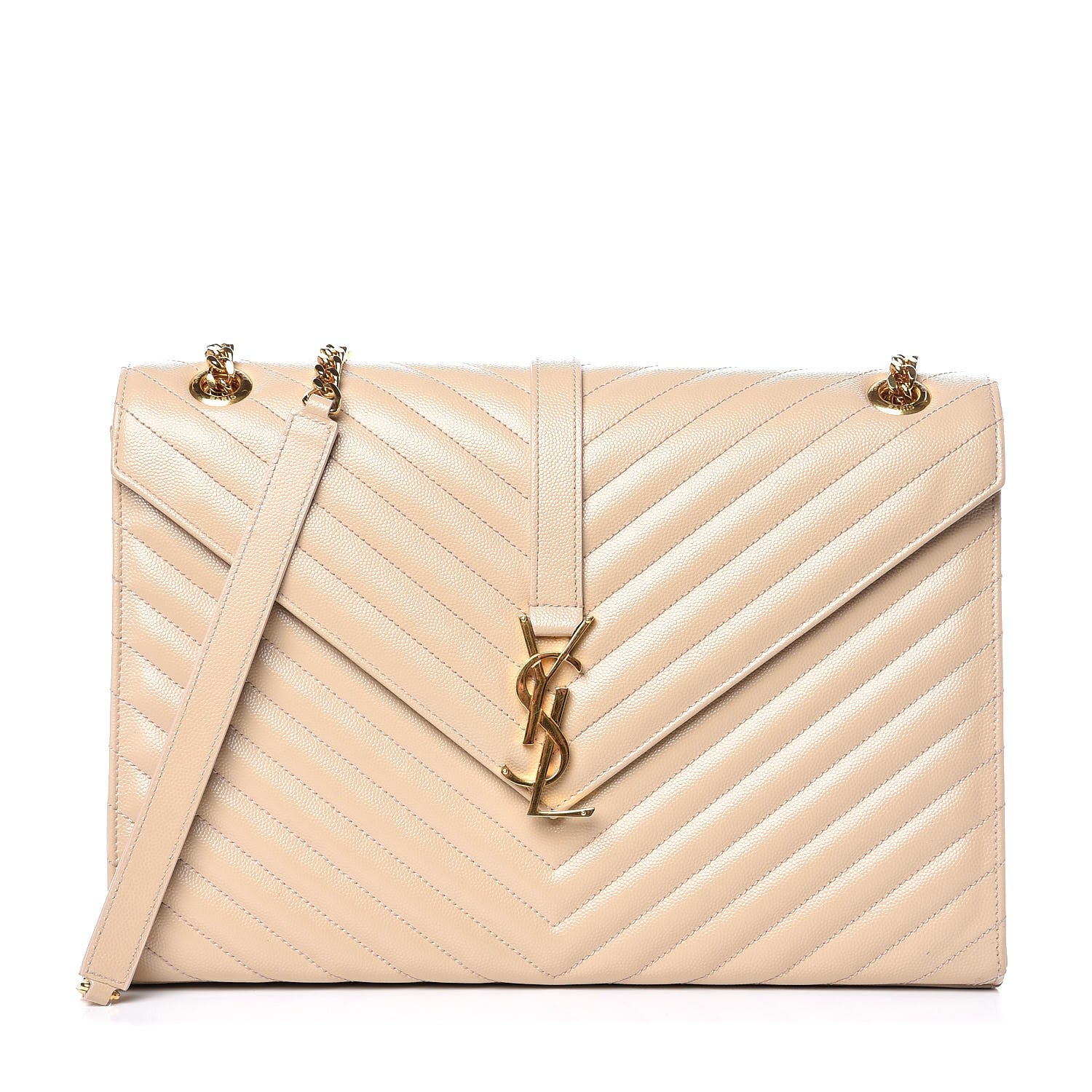 Saint Laurent Grain De Poudre Matelasse Chevron Large Monogram Satchel Nude Powder 1 of 6