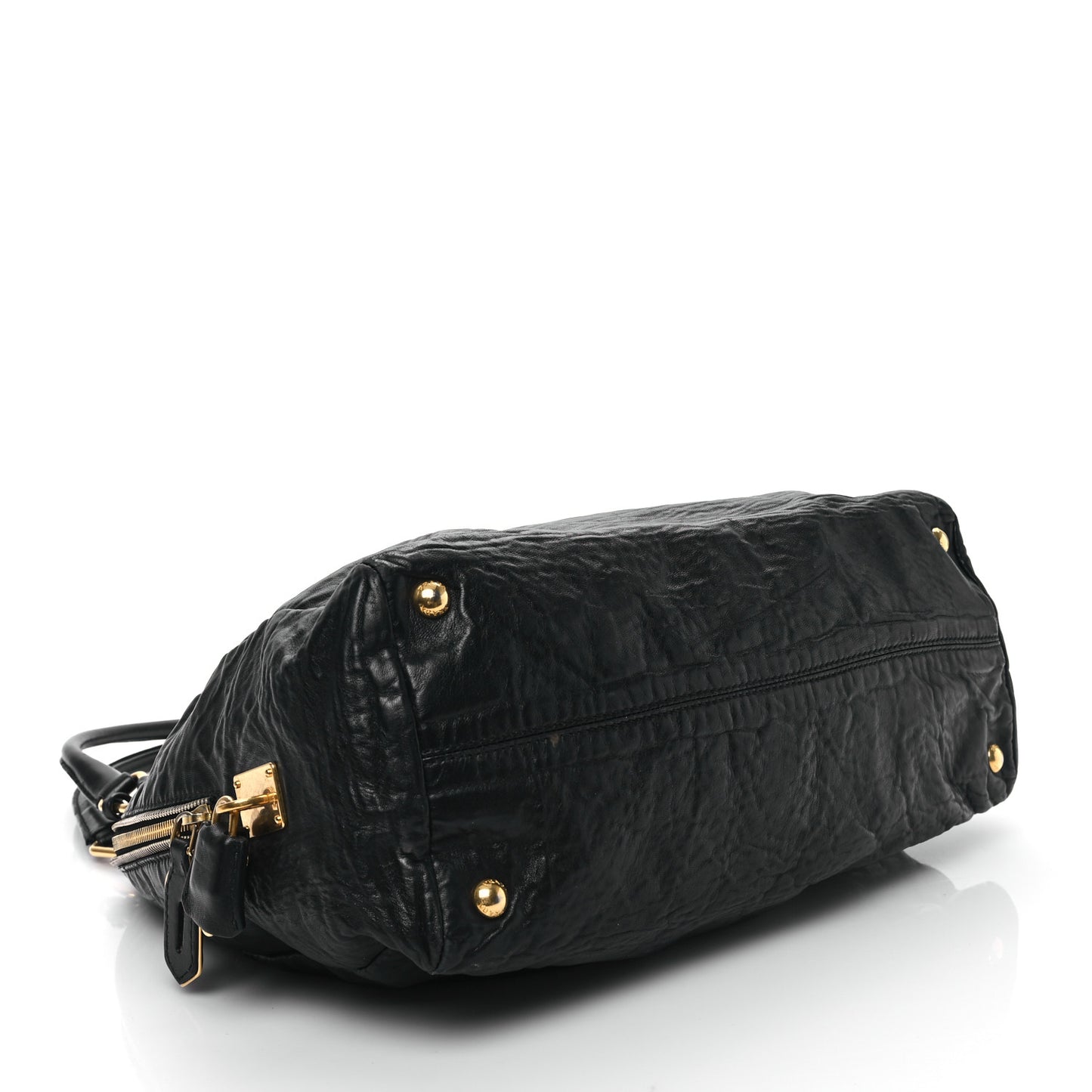 Nappa Antique Side Zip Shoulder Bag Black