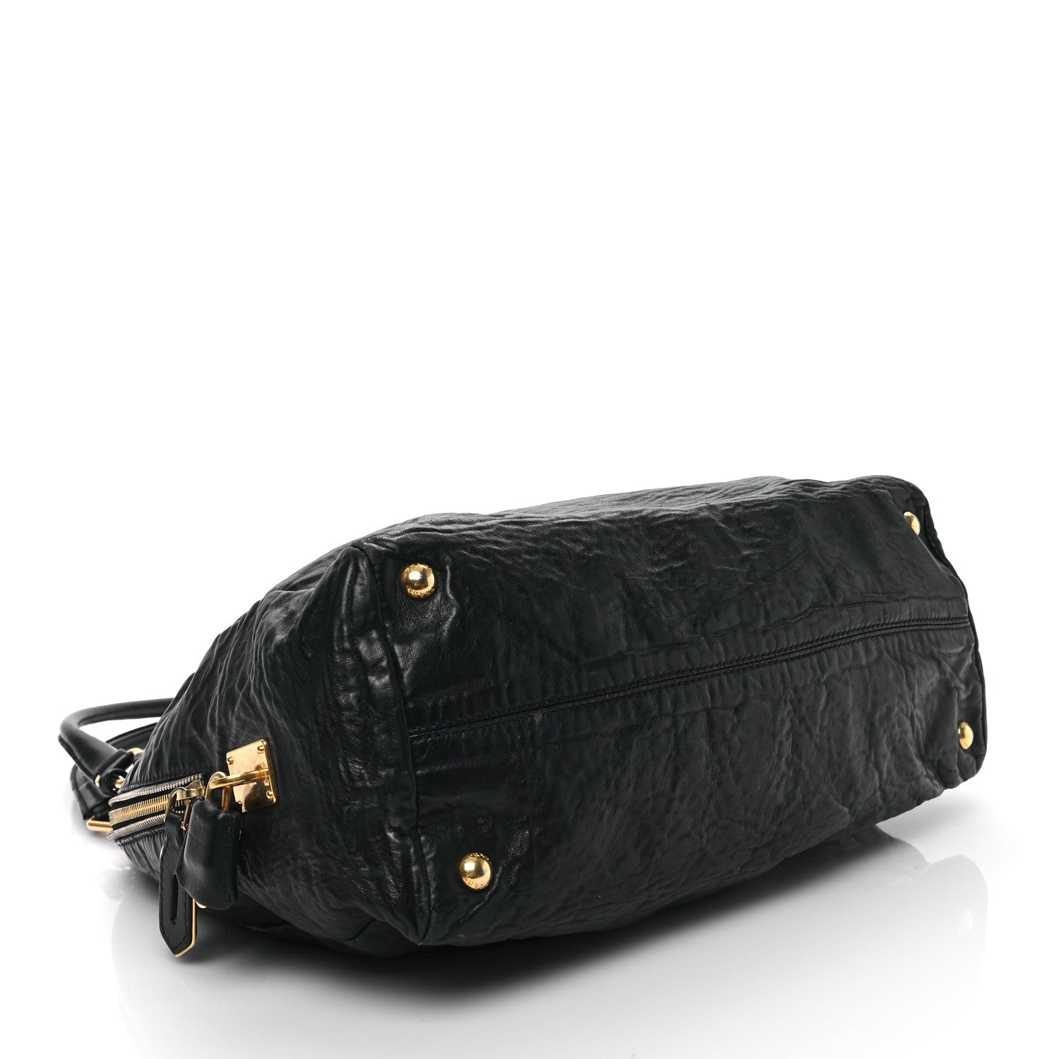 Prada Nappa Antique Side Zip Shoulder Bag Black 4 of 12