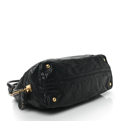 Prada Nappa Antique Side Zip Shoulder Bag Black 4 of 12