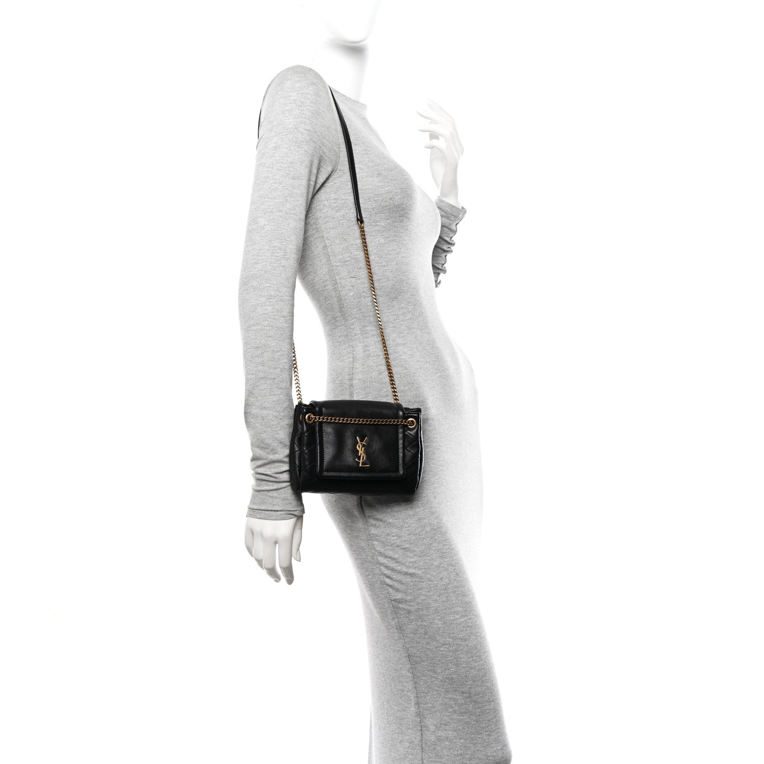 Saint Laurent Lambskin Quilted Monogram Mini Nolita Black 2 of 10