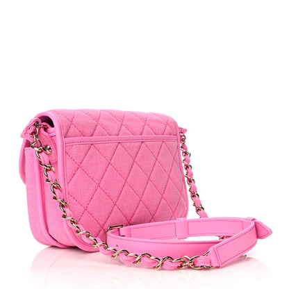 Chanel Denim Quilted Small Messenger Flap Neon Pink 3 of 12