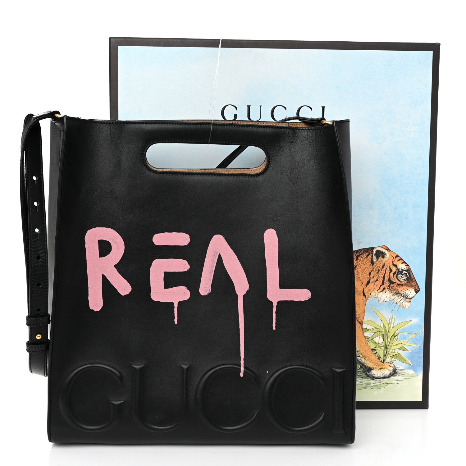 Gucci Calfskin GucciGhost Real Medium XL Tote Black Pink 16 of 16