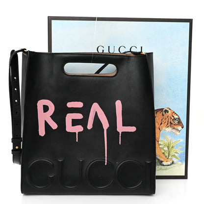 Gucci Calfskin GucciGhost Real Medium XL Tote Black Pink 16 of 16