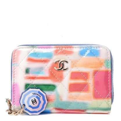 Chanel Patent Calfskin Printed Quilted Zip Coin Purse Multicolor 1 of 11