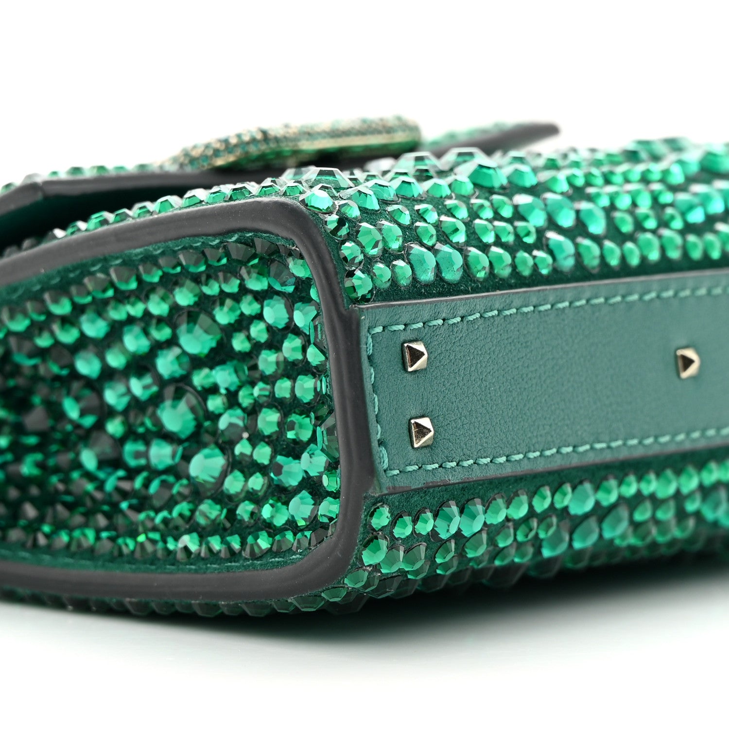 Valentino Garavani Crystal Embroidered Micro Vsling Top Handle Bag Emerald 8 of 16