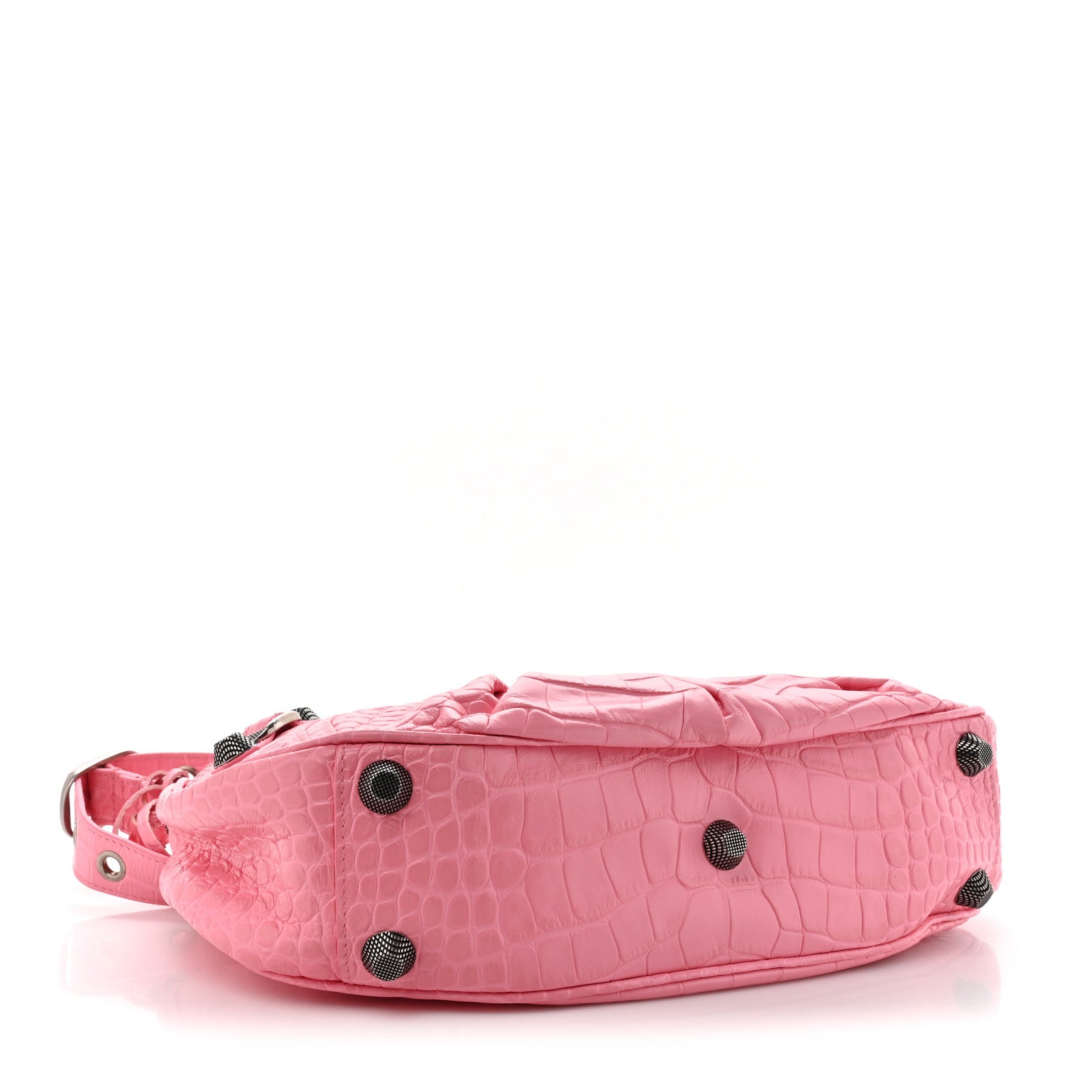 Balenciaga Extra Supple Calfskin Crocodile Embossed Small Le Cagole Shoulder Bag Sweet Pink 4 of 10