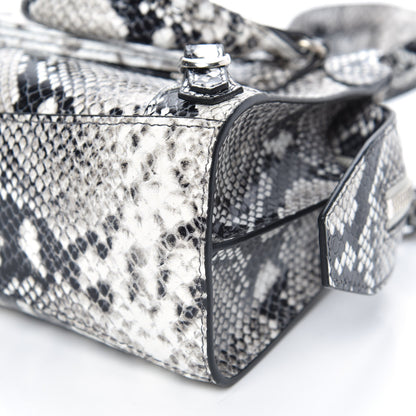Balenciaga Grained Calfskin Snake Effect Neo Classic Silver Hardware Mini City Black White 7 of 7