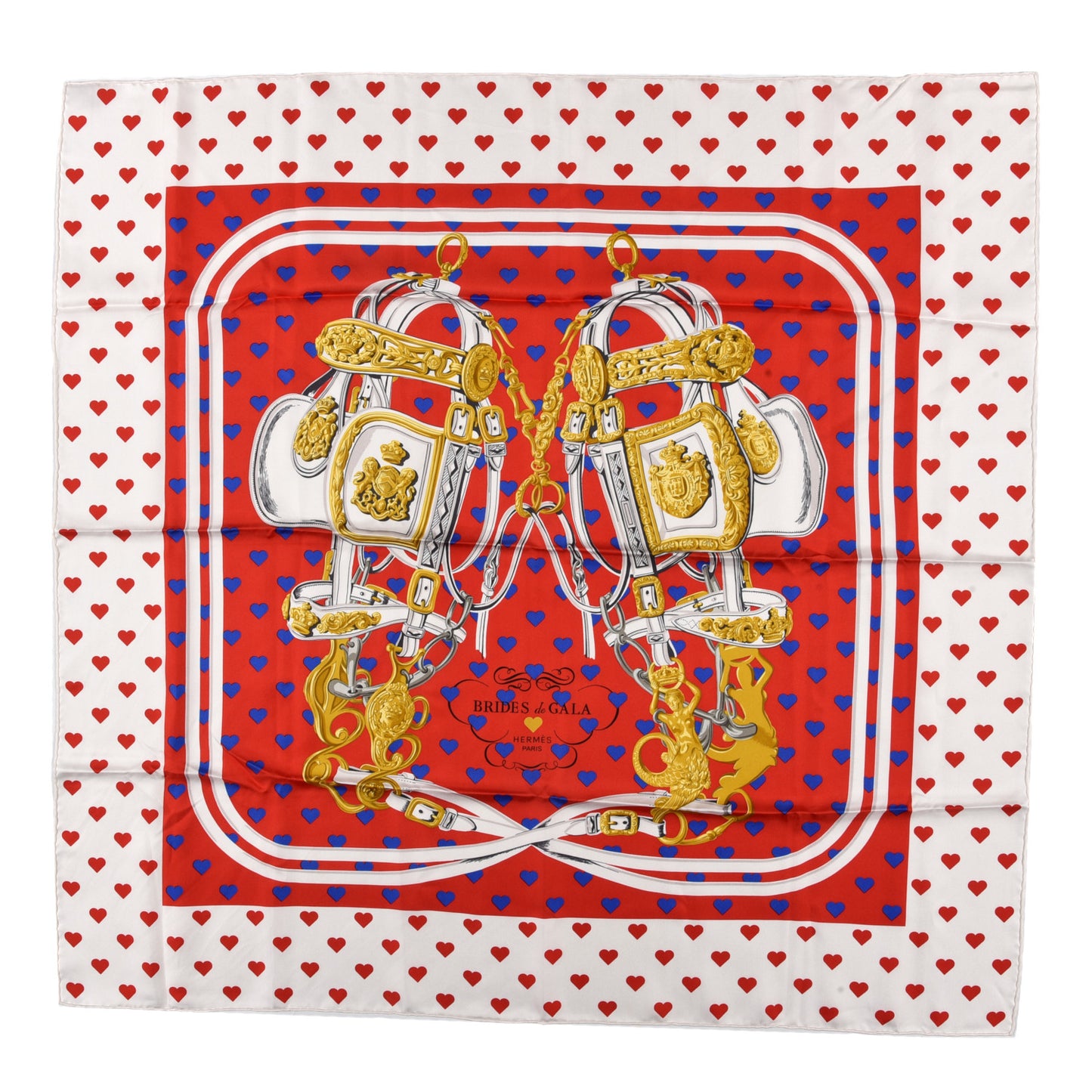 Silk Brides De Gala Love Scarf 90 Rouge Vif Marine White