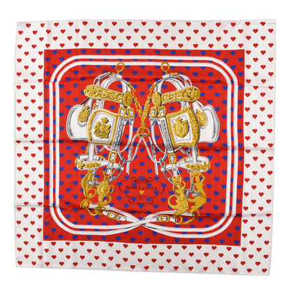 Hermes Silk Brides De Gala Love Scarf 90 Rouge Vif Marine White 1 of 3