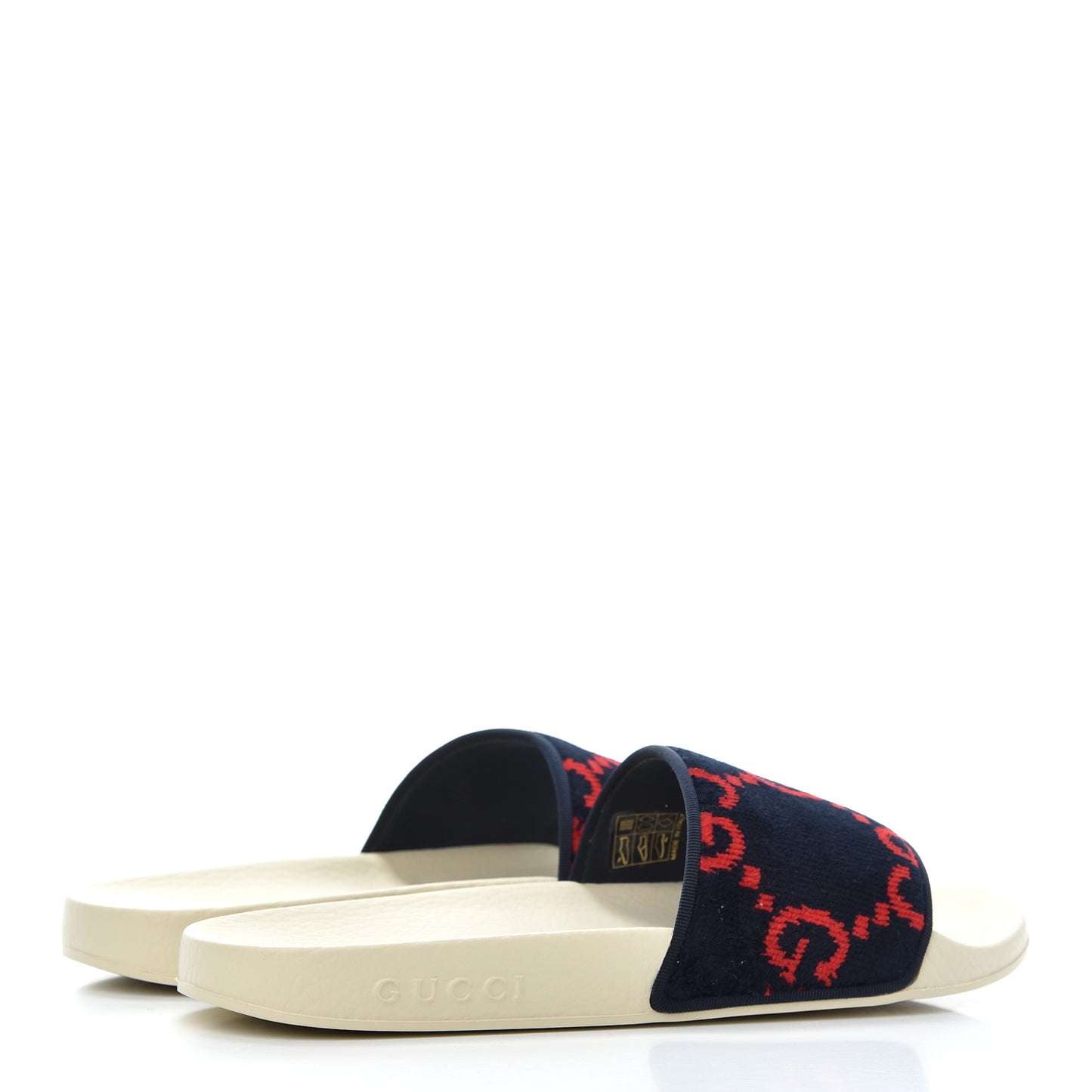 Terry Cloth GG Monogram Slide Sandals 39 Blue Red