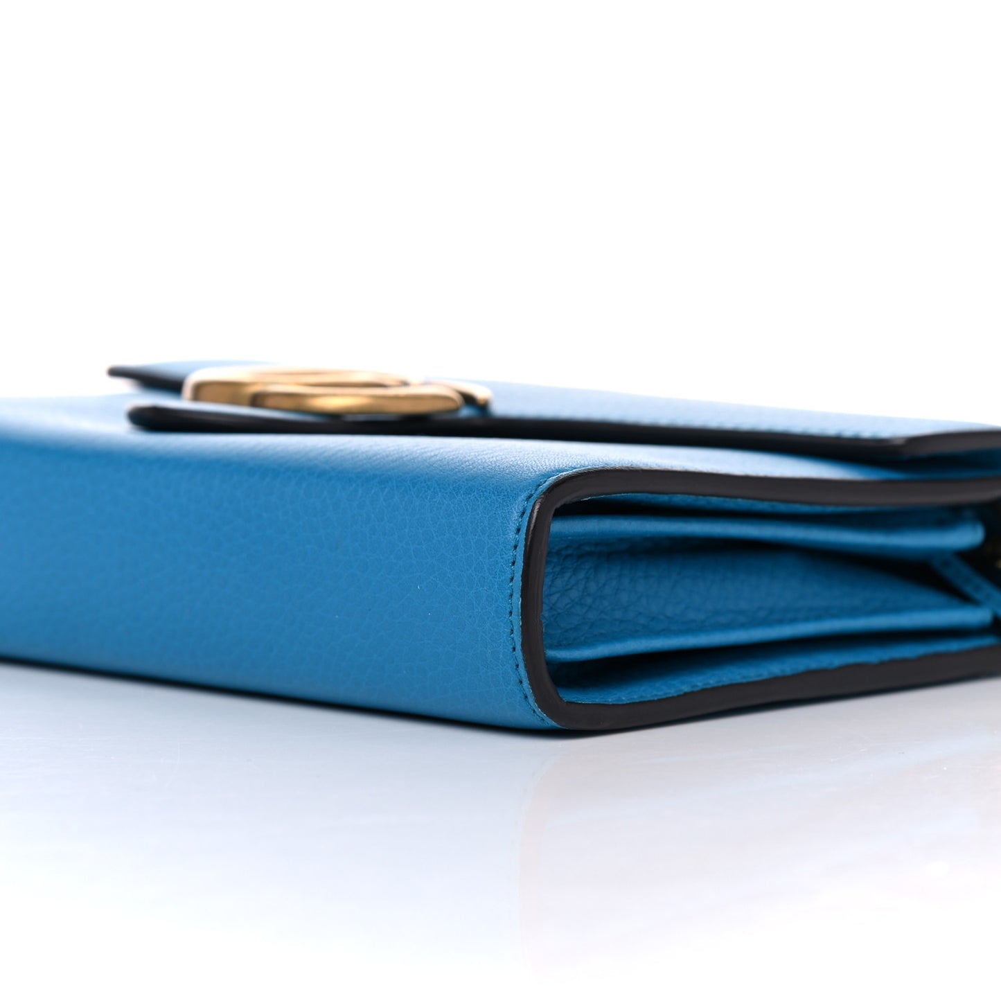 Calfskin GG Marmont Chain Wallet Blue