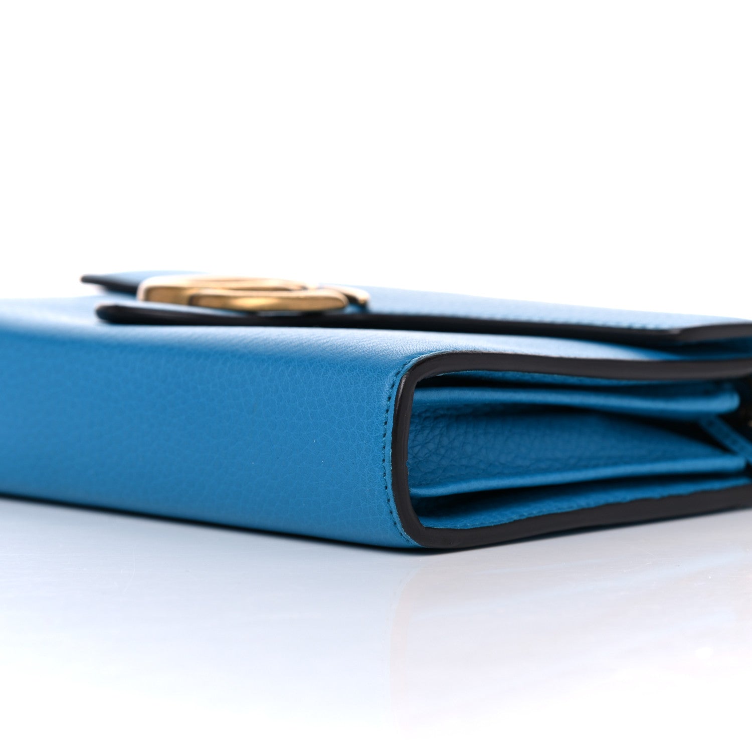 Gucci Calfskin GG Marmont Chain Wallet Blue 5 of 9