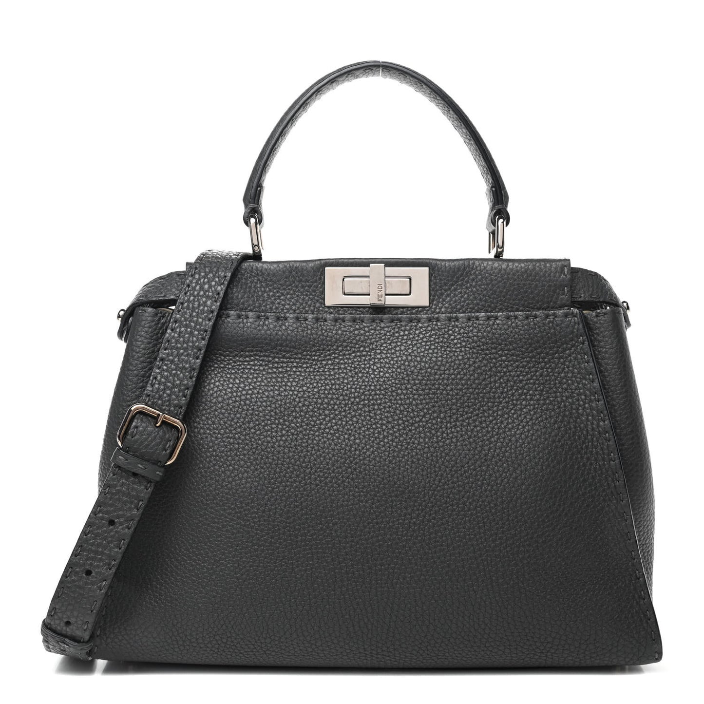 Cuoio Romano Selleria Bi-Color Medium Peekaboo Iconic Satchel Asfalto Latte