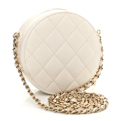 Chanel Caviar Quilted Round Clutch With Chain White 3 of 10