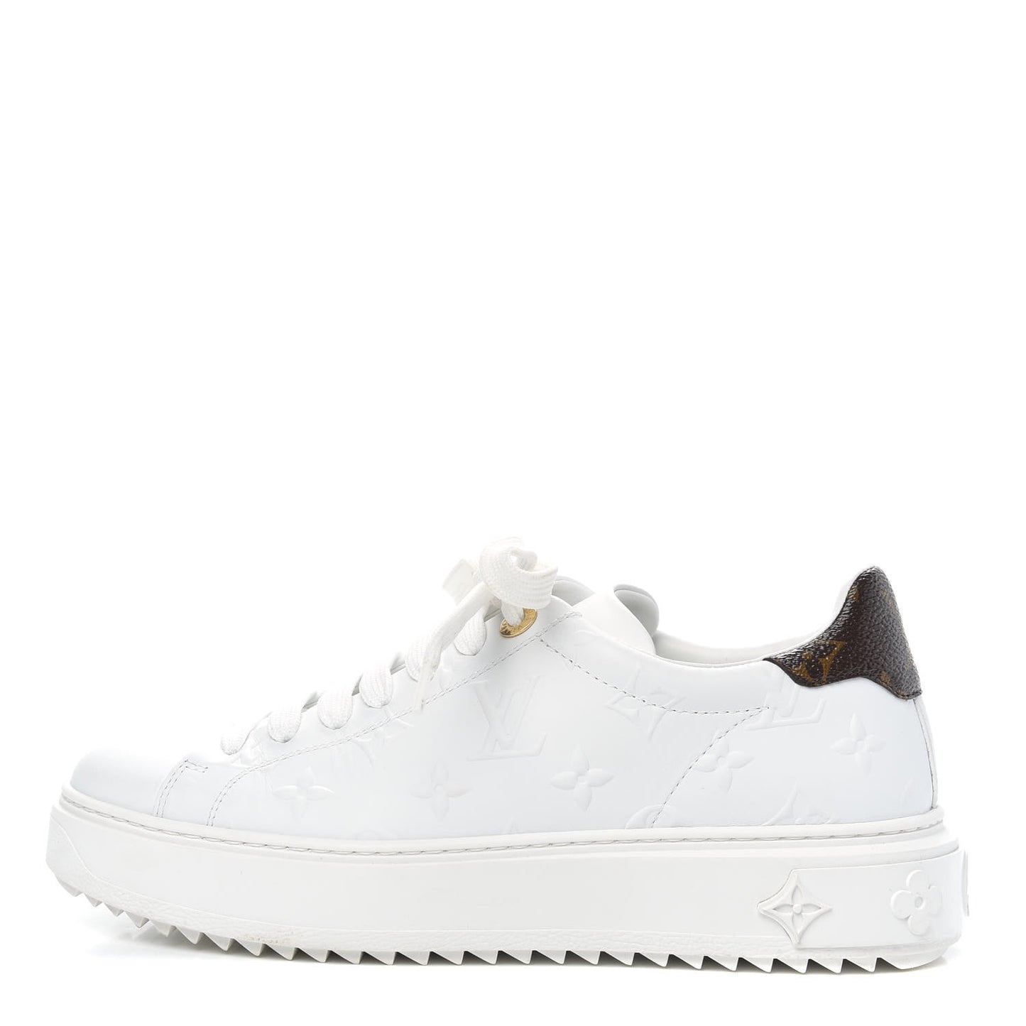 Lambskin Embossed Monogram Time Out Sneakers 38 White