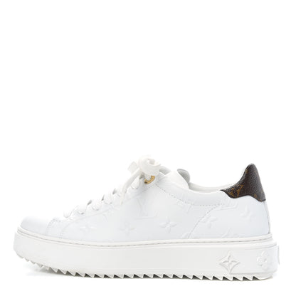 Louis Vuitton Lambskin Embossed Monogram Time Out Sneakers 38 White 1 of 9