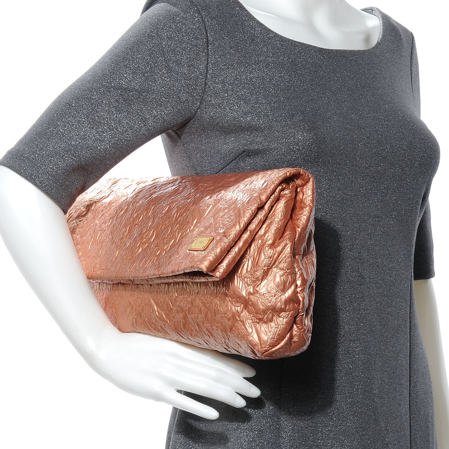 Jacquard Quilted Monogram Limelight Clutch GM Rose Gold
