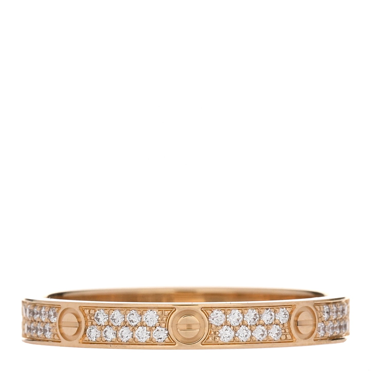18K Yellow Gold Diamond 2.6mm LOVE Paved Band Ring 52 6