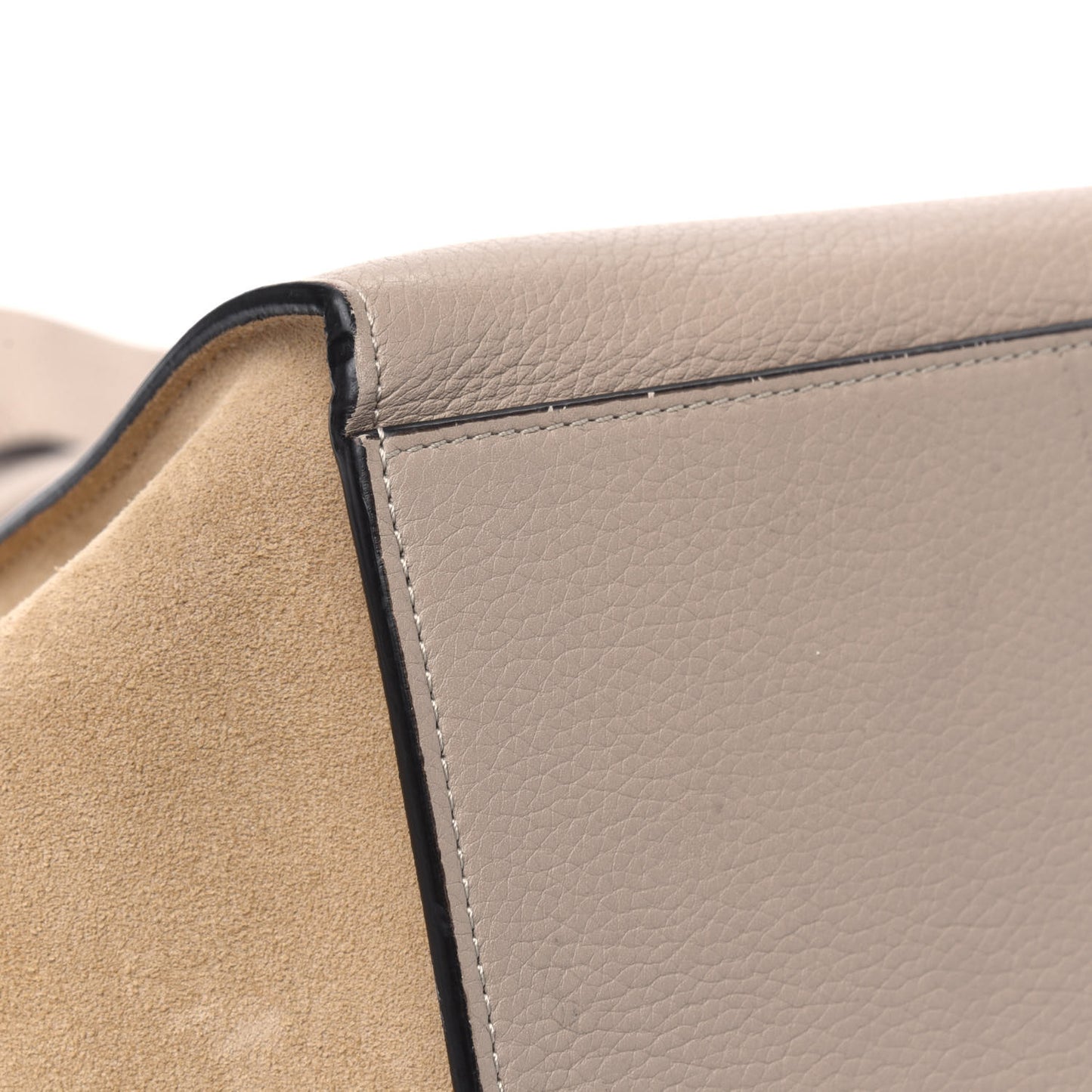 Drummed Calfskin Suede Small Trapeze Dune