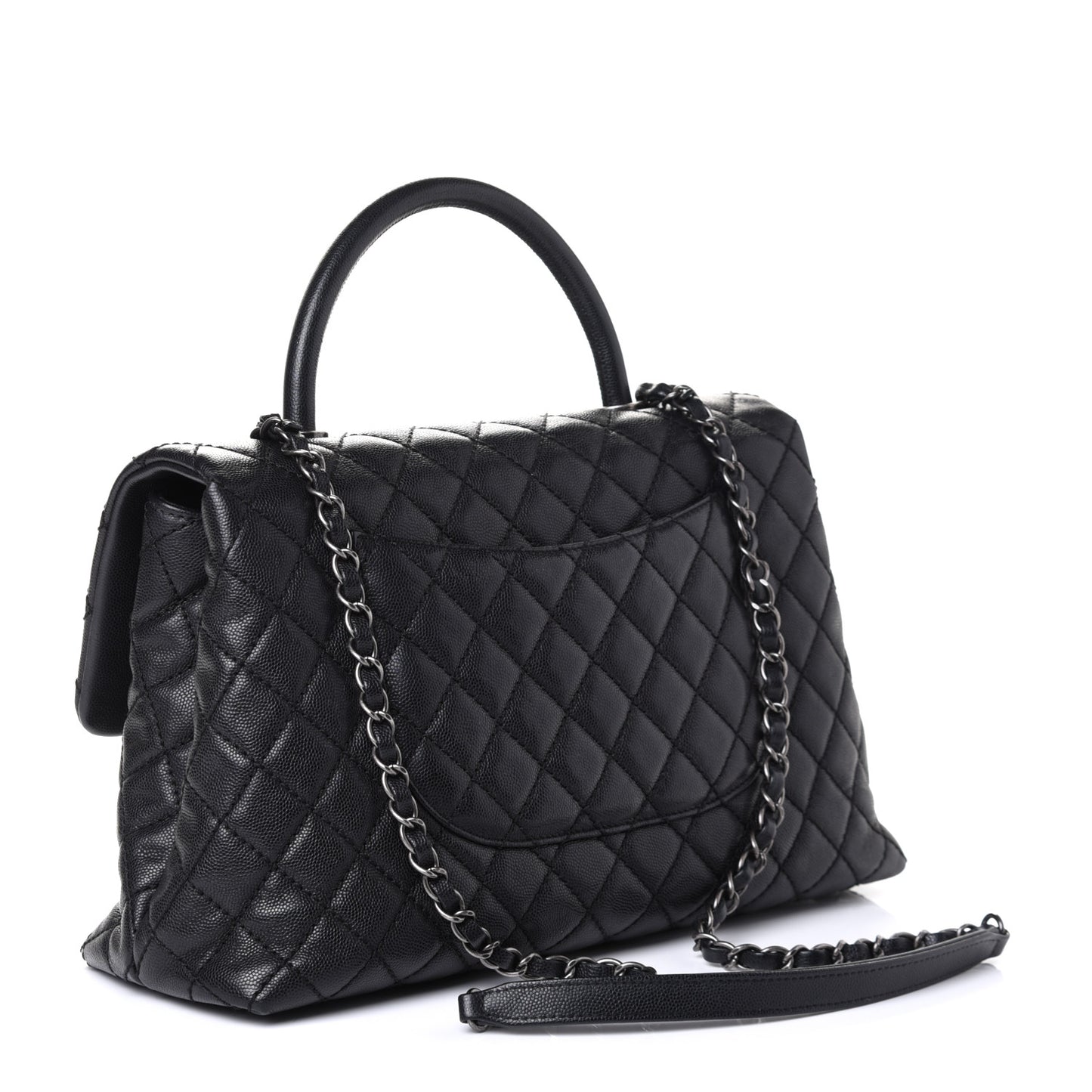 Caviar Quilted Medium Coco Handle Flap Black