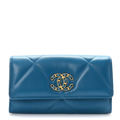 Chanel Lambskin Quilted Chanel 19 Flap Wallet Blue 1 of 8