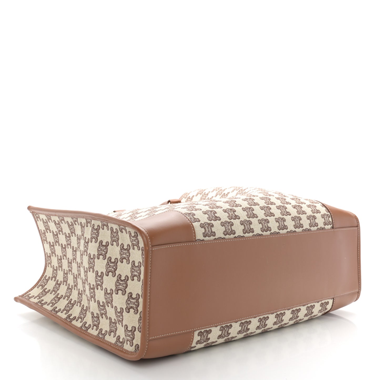 Canvas Calfskin Triomphe Embroidered Horizontal Cabas Tan